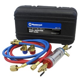 Mastercool 53376 R134a Visual Inspection Sight Glass with R134a Quick Couplers, Red/Blue, Extra Large