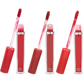 3PCS Brillos de Labios Lápiz Labial Líquido Mate Lápiz Labial de Alto Pigmento Set Copa Antiadherente Fácil de Colorear Hisopo Impermeable de Larga Duración Esmalte de Labios Maquillaje