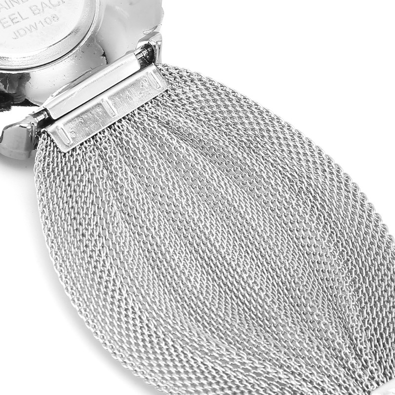 Flower Shape Dial Women Watch Wide Mesh Belt Quartz Elegant