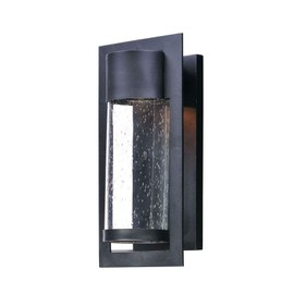 Maxim 55892BGBK Focus Modern Bubble Glass LED Outdoor Wall Sconce, 1-Light 8 Watt, 15"H x 7"W, Black