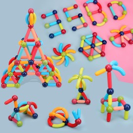 COUOMOXA Magnetic Building Blocks for Kids: Magnetic Stick Montessori Game for 3 4 5 Years Old Toddlers - STEM Starter Toy for Kids Age 3-5 Preschool - Birthday Gift for Boys Girls