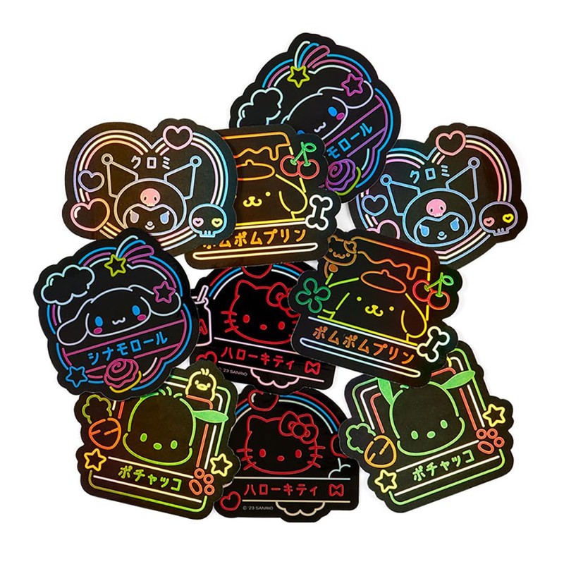 Sanrio 563331 Sanrio Characters Sticker Set (Sanrio Vivid Neon)