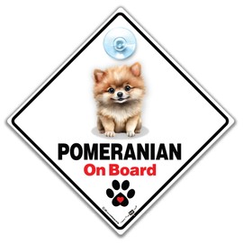 iwantthatsign.com Pomeraniam On Board Sign Pomeranian Dog Car Sign Dog On Board Sign Baby On Board Sign for Dog 14 cm x 14 cm x 2 cm
