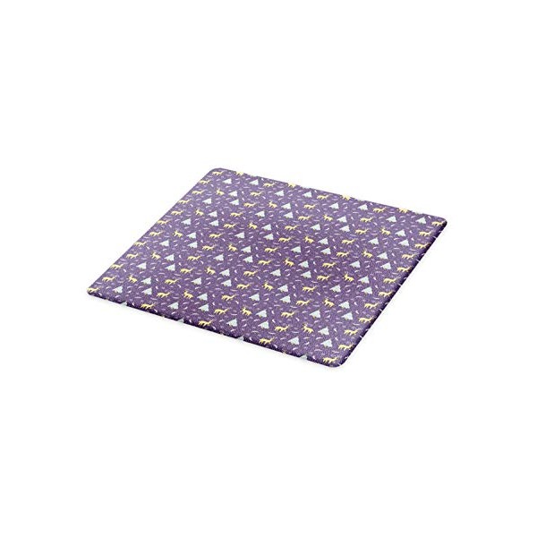 Ambesonne Christmas Cutting Board, Christmas Themed Winter Snow Feather Deer