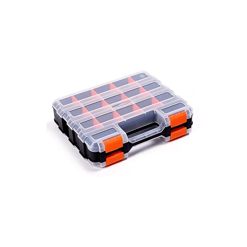 Double Side Tool Storage Box with Removable Plastic Partition, Hardware