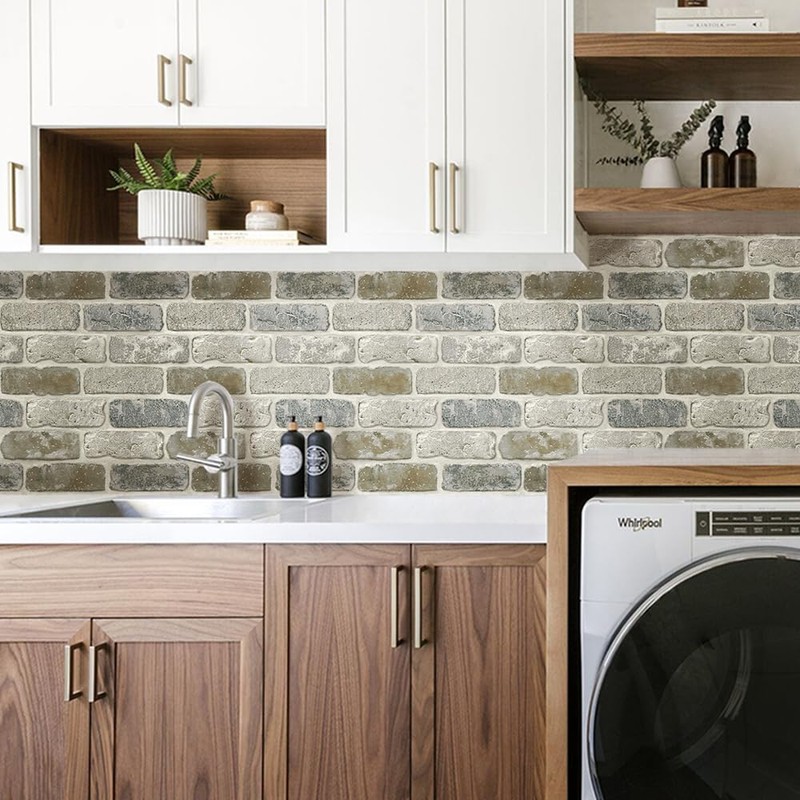 COMSTICKC 10 Pcs 3D Faux Brick Wall Panel, Peel and