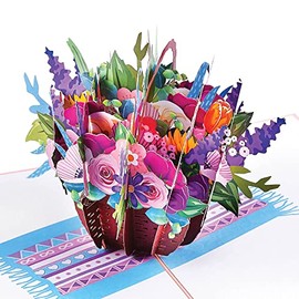 IOYOUNOW Floral Pop Up Cards for Father’s Day – Exquisite Flower Basket 3D Design Pop Up Card for Fathers– 5 x 7 Inches Greeting Card for Father’s Day Celebration