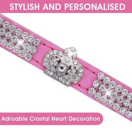 cobee Dog Collar with Rhinestones, Adjustable Cat Collar Bling PU Leather Puppy Collar Crystal Pet Collars for Small Dogs Cats Collar Accessories (Rose Red)