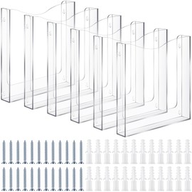 Eaasty Wall Mount File Holder Acrylic File Holder Vertical Wall Organizer Clear Pocket Hanging for Office Paper Mail Letter Magazine Storage, 9.84 x 9.84 x 1.5 Inch(6 Pieces)