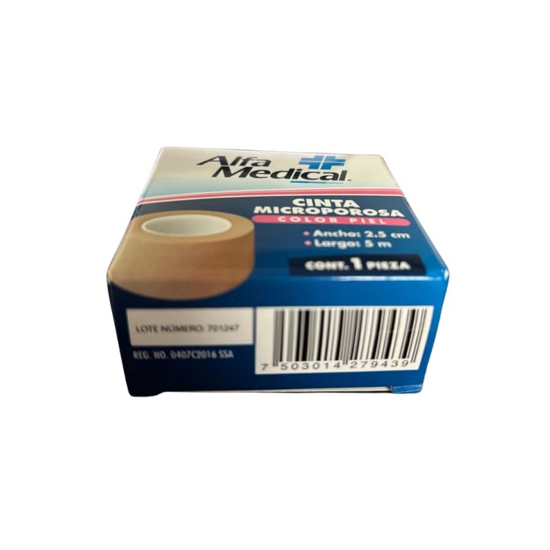 Cinta Microporosa Color Piel 2.5cm X 5m Caja Con 1