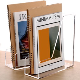 SANRUI 2-Pack Acrylic Magazine File Holder Desk Organizer Magazine Rack, Clear, Vertical File Sorter Holders, 9.45" D x 3.54" W x 10.24" H