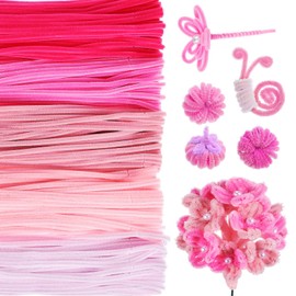 DOITOOL 500 Pcs Pink Pipe Cleaners for Crafts Soft Fuzzy Pipe Cleaners Chenille Stems 12 Inch Flexible Twisting Sticks for Handmade Flower Christmas DIY Projects