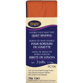 Wrights 117-706-1241 Double Fold Quilt Binding Bias Tape, Carrot, 3-Yard