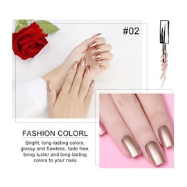 FREEORR Champagne Gold Metallic Nail Polish, Mirror Shiny Metal Effect Long-Lasting Quick Dry Nail Lacquers, Multicolor High Gloss DIY Chrome Nail Art Gel Polish(02,18ml)