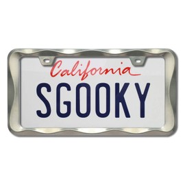 Sgooky 3D Curly Wave Pattern License Plate Holder Brush Nickel License Plate Frame from Pure Zinc Alloy Metal Perfect Plate Holder (1Pc, Brush Nickel)