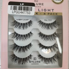 Eylure False Eyelash London Wispy Light #117 Bonus Pack 4 Pack Glue Included