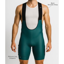 Wixen Men’s Cycling Bib Shorts Road Bike Bibs with 4D Padded Chamois, Breathable Mesh Back, Side Pockets & Non Slip Leg Gripper Band– Dark Teal - S