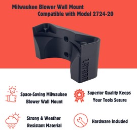 Wall Mount for Milwaukee M18 Leaf Blower | Only Compatible with Models 2724-20 or 2724-21 | Heavy-Duty Black Wall Mounting Bracket Holder Storage Hook with Hardware Included