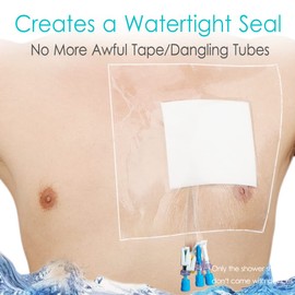 Waterproof Shower Protector | 12x16 Inch Dialysis Catheter Shower Cover Large | Without Glue in The Center for Chest Chemo Port Picc Line PD Peritoneal Dialysis Accessories Bandage (Pack of 14)
