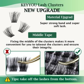 Lash Clusters,96 Pcs Cluster Lashes D Curl 18mm DIY Lash Extensions Eyelash Clusters,KEYYOU Volume Wispy Individual Lashes Soft&Comfortable Easy DIY at Home(Y05,D-18mm)