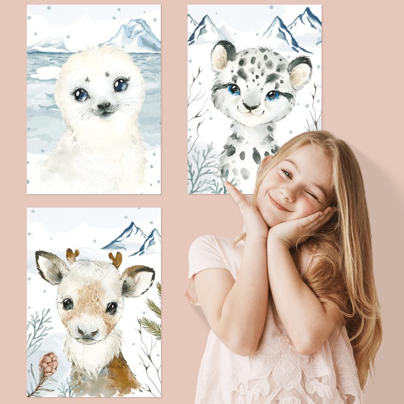 CreativeRobin Arctic Animal Poster Set as Cute Nursery Decoration