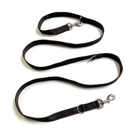 Police Style Dog Training Lead Double Ended 5ft (1.5 Metres Approx) Adjustable Leash Multi-Functional In Cushion Webbing (20mm, Brown)