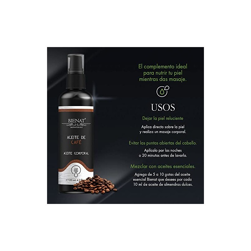 Bienat Aromaterapia Aceite Corporal Para Masajes Café 120 mL