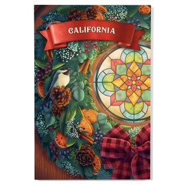 Lantern Press 12x18 Inch Premium Wood Sign, Ready to Hang Wall Decor, California, Front Door with Christmas Wreath