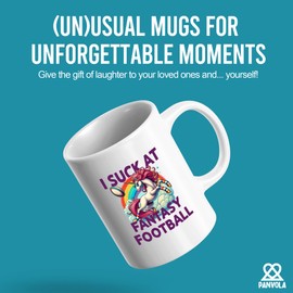I Suck at Fantasy Football Unicorn Football Gifts Football Lovers Players Dad Brother Unicorn Lovers Novelty Drinkware Ceramic Mug 11 oz White
