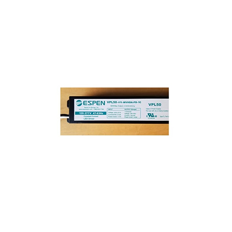 Espen Technology VPL50-075-MVHDA-PD-1C LED Driver, Constant Current, 50W, 750mA, multi-volt,