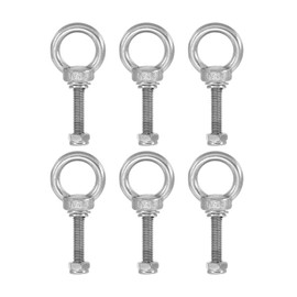 PATIKIL Eye Bolts M6 Bolts Screw Length 30mm 304 Stainless Steel External Screw Hex Screw Nut Gasket with Flat Washer for Hanging Fixing Chain Wire Rope Set of 6