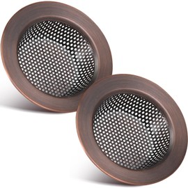 2 Pcs Sink Strainer Stainless Steel Sink Drain Basket Cover Mesh Metal Food Catcher Kitchen Sink Accessories for Hair Garbage, Large Wide Rim of 4.4 Diameter (Red Bronze,2mm Dia Hole Style)