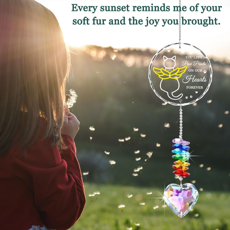 Cat Memorial Gifts for Loss of Cat Suncatcher Crystal Window