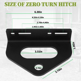 Zero Turn Lawn Mower Trailer Hitch with 4 Bolts Fit for Craftsman, John Deere, Cub Cadet, Exmark, Toro，6mm Heavy Duty Thick & Rugged Steel Lawn Mower Towing Hitch Kit,Black Trailer Hitch Mount