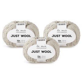 3 Ball (Pack) La Mia Just Wool, Total 5.28 Oz. 100% Recycled Wool, Each 1.76 Oz (50g) / 126 Yrds (116 m), 3 Light DK (Light Grey7)