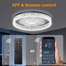 Unbranded 20" Modern Fan Lights Flush Mount LED Ceiling Light kit With Remote APP Control