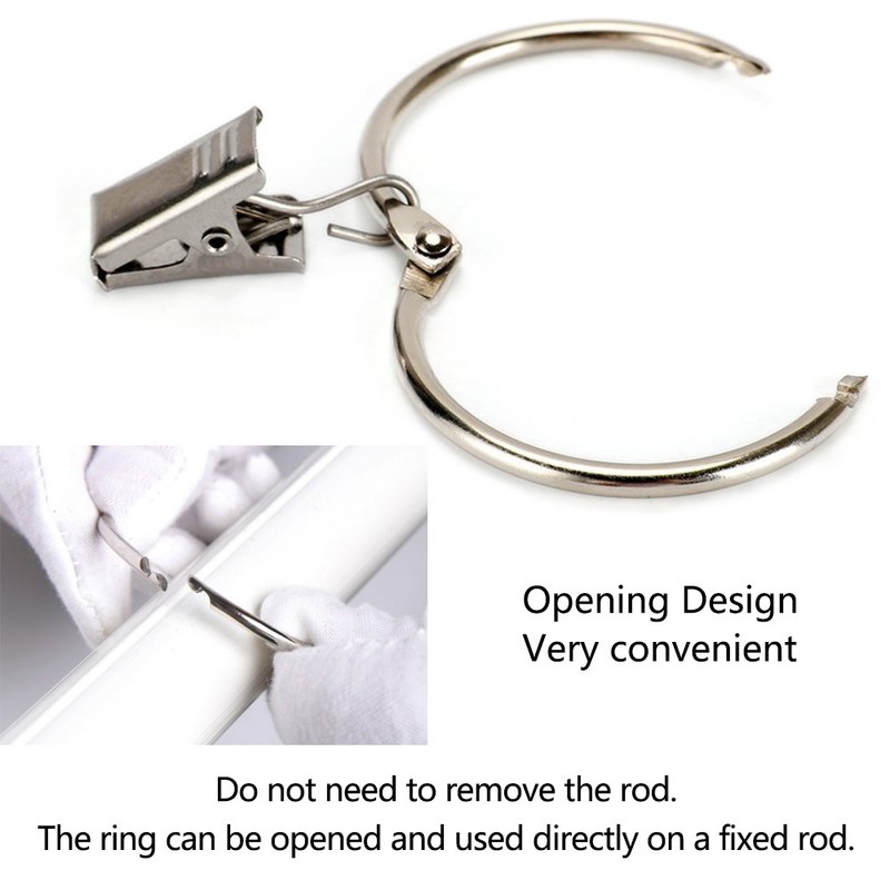 25 Pack Curtain Ring wiht Clips, Metal Decorative Drapery Window