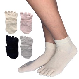 NAKAMAJITA Women's 100% Top Thread Silk 5 Toe Socks, 5 Pair Set, 8.7 - 9.8 inches (22 - 25 cm), A Color Loose Cuff