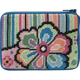 Pastel Floral Paisley Needlepoint Coin Purse Kit - Stitch & Zip