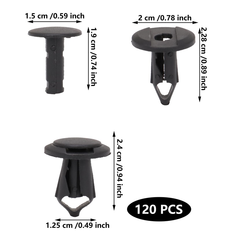 POPSTORE Set of 120 8mm Push-Type Automotive Clips Universal Plastic