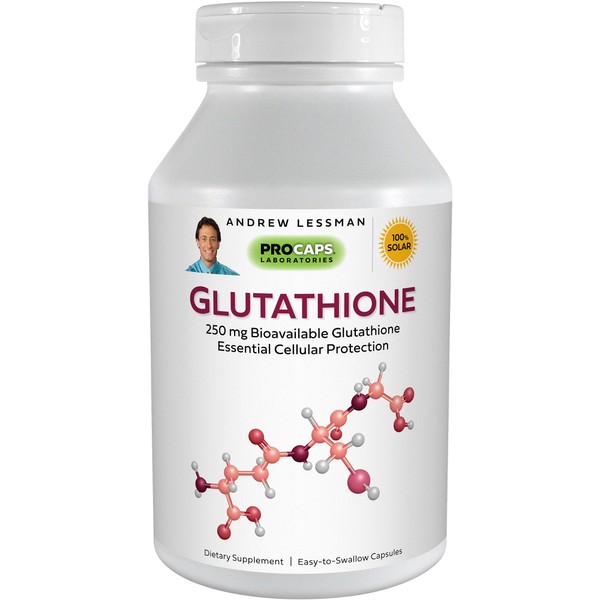 ANDREW LESSMAN Glutathione 250 mg - 30 Capsules - Powerful Antioxidant, Reduces Oxidative Stress. Bioavailable, Protects Cells, Tissues and Organs. Supports Immune Health. Easy-to-Swallow Capsules.