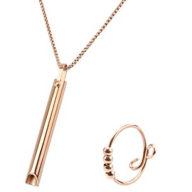TamBee Anapana Breathing Necklace, Breathlace Stop Smoking Necklace Stress Relief Mindful Necklace Anxiety Whistle Necklace for Anxiety Relief Meditation (Rose Gold)