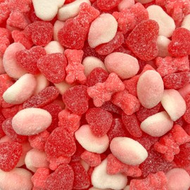 Gummy Candy Mix | 2-Pound Bag | Red & Pink Candy Assortment | Cherry Jelly Hearts, Tutti-Frutti Gummi Bears, Puffy Strawberry Gummies | Chewy Treats for Candy Buffets