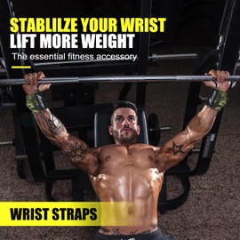 Wrist Wraps, Wrist Support for Weightlifting, Powerlifting, Strength Training, Benching, Bodybuilding, Crossfit, Thumb Loops with Adjustable Straps, Workout Wrist Strap for Men and Women