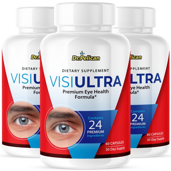 Pelican Vitamins Visiultra- Eye Support- 3 Bottles- 180 Capsules