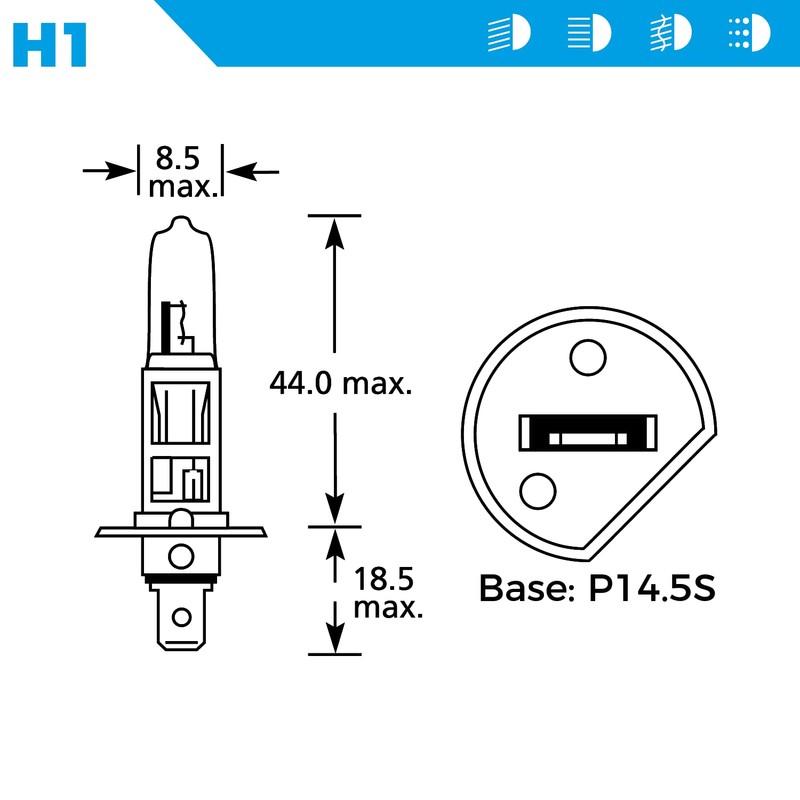 Simply S448 H1 Car Headlight Bulb, 12V, 55W, Comply with