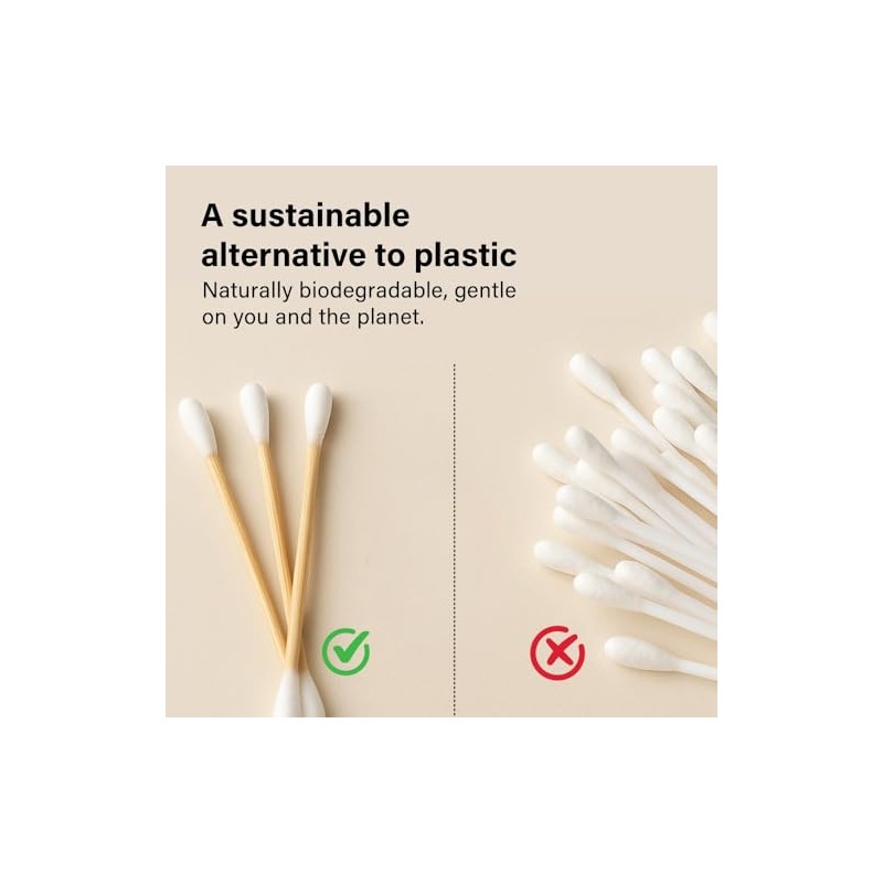 200 Pcs Bamboo Cotton Buds Eco Friendly Biodegradable Swabs with