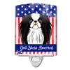 Caroline's Treasures BB2160CNL American Flag and Japanese Chin Ceramic Night