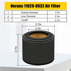 Nerans 11029-0032 Air Filter Fit for Kawasaki FJ180V AS30 AS31 AS33 AS36 AS39 AS40 Air Filter Replace 11029-0019 11029-7023 11029-0049 100-018 785-640(2 Pack)