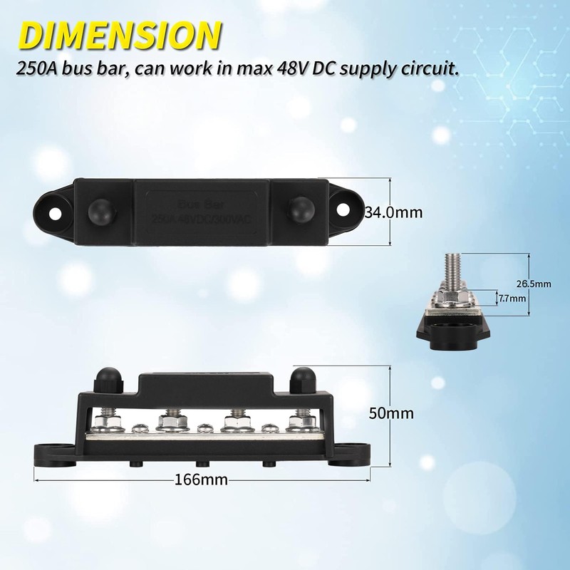 Greluma 1 Pair Power Distribution Block Busbar, 4 x M8